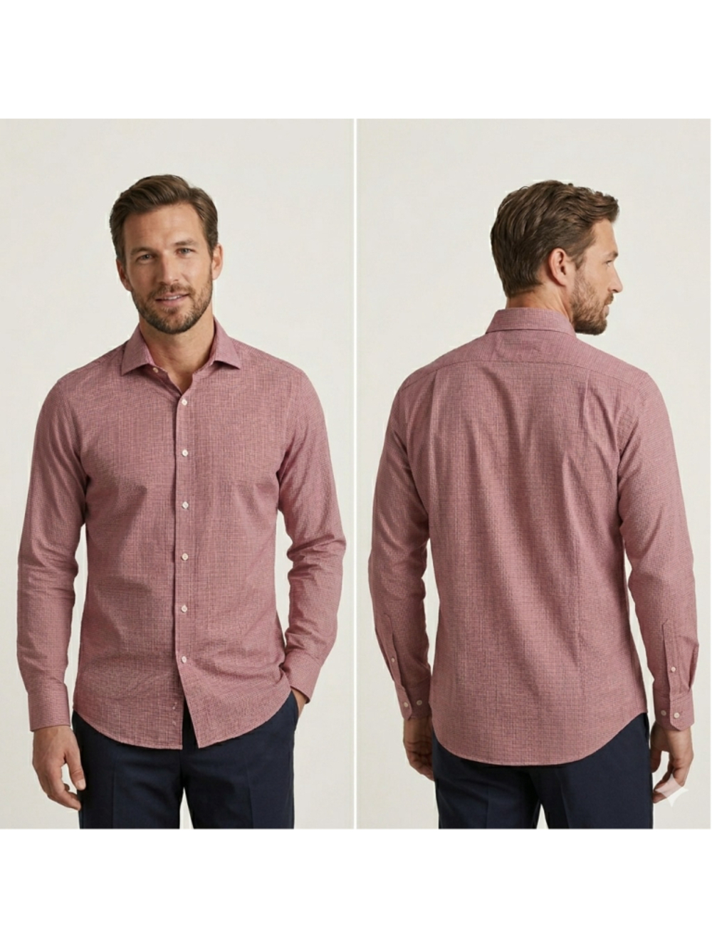 Lauren Ralph Lauren Mens 15.5 34/35 Slim Fit Shirt Red Plaid Stretch Non Iron